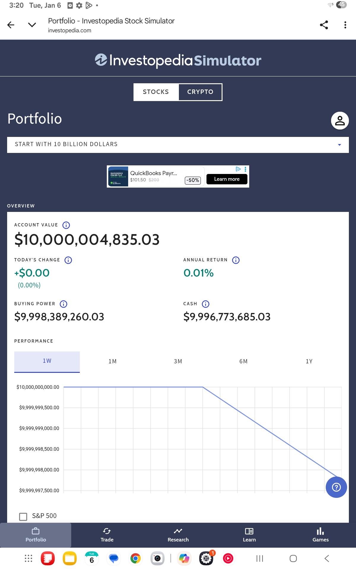 Investopedia Stock Simulator Screenshot