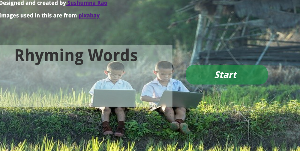 Rhyming words - Interactive Content created using H5P